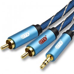 Kabel audio AUX EMK 3,5 mm do 2RCA - 1 m - 1,5 m - 2 m - 3 m - 5 mKable