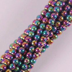 4-milimetrowy hematyt magnetyczny - okrągłe luźne koraliki - 16-calowy sznurek do wyrobu biżuteriiKulki