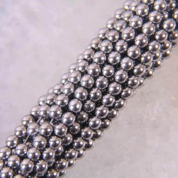 Magnetyczne hematytowe okrągłe luźne koraliki - sznurek do wyrobu biżuterii - 4mm - 39cm - srebrnyKulki