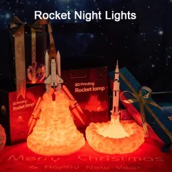 3D prom kosmiczny - lampka nocna w kształcie rakietyDekoracje