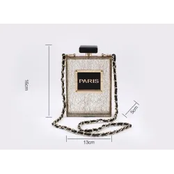Mała torebka na ramię z łańcuszkiem w kształcie butelki perfumTorebki