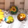 kitchen fridge sticker - round glass sunflower pattern fridge magnet stickerDecoration