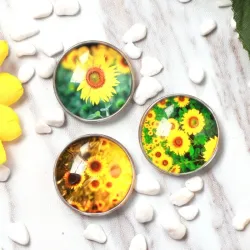 kitchen fridge sticker - round glass sunflower pattern fridge magnet stickerDecoration