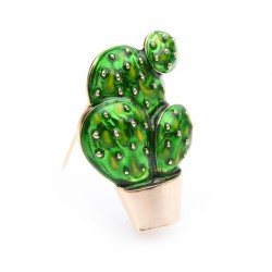 Zielony emaliowany kaktus - elegancka broszkaBroszki