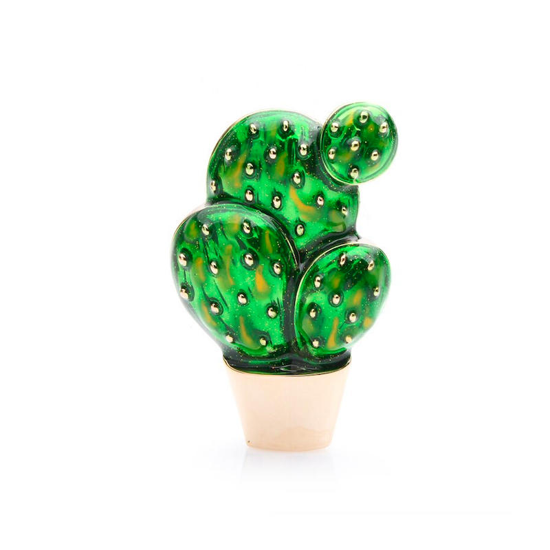 Green enamel cactus - an elegant broochBrooches