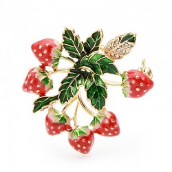 Strawberries with leaves - an elegant crystal broochBrooches