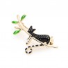Wulibaby Black Cat Sleeping On The Tree Enamel Brooches For Women And Men New Years GiftsBroszki