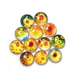 QIYUE Kitchen Fridge Sticker Round Glass Sunflower Pattern Fridge Magnet Modern Home Decoration SouvDekoracje