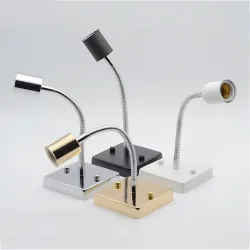 Universal 360 Degree E27 Lamp Holder ceramic screw socket Lamp Base aluminum hose goose neck squareKinkiety
