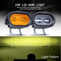 20W 6D 12V 6000K - reflektor roboczy do motocykla - samochody terenowe - ATV - SUV - retro listwa LED - lampaŚwiatła