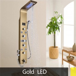 Stainless steel - 6-function waterfall - LED shower panel with massage systemFaucets