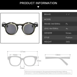 retro round steam punk flip up sunglasses - vintage classic double flip sun glassesOkulary Przeciwsłoneczne