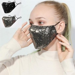 Przeciw zanieczyszczeniom - oddychająca - bawełniana maska na twarz / usta z cekinamiMaski na usta