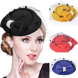 Women top hat - hair claws - veilCzapki & Kapelusze