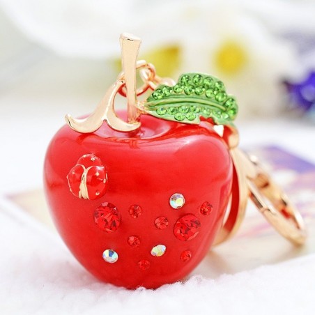 Crystal apple keychain - green - redKeyrings