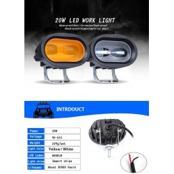 20W 6D 12V 6000K - reflektor roboczy do motocykla - samochody terenowe - ATV - SUV - retro listwa LED - lampaŚwiatła