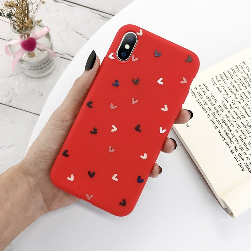 Silikonowe etui do modeli iPhone - okładka tylna - serduszkaOchrona