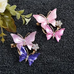 Double butterflies - crystal elegant broochBrooches
