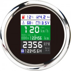 85mm - 6 in 1 - multi-functional - digital gauge - gps - speedometer - 9-32V - fuel level - water temp - alarmDiagnoza