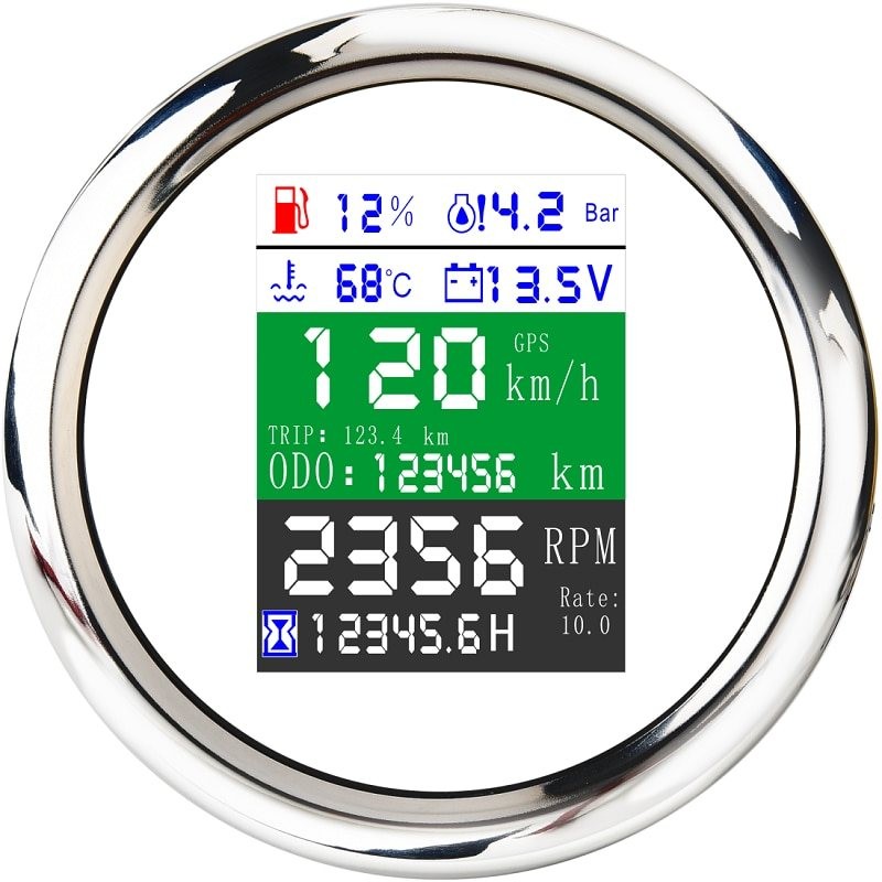 85mm - 6 in 1 - multi-functional - digital gauge - gps - speedometer - 9-32V - fuel level - water temp - alarmDiagnosis 85mm - 6 in 1 - multi-functional - digital gauge - gps - speedometer - 9-32V - fuel level - water temp - alarmDiagnosis