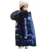 Long - warm winter jacket with fur hood - for girlsKids