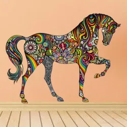 Kolorowy koń - naklejka na ścianę - winylowa fototapetaNaklejki Ścienne