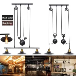 Vintage wisząca lampa z rolką - 2 / 3 głowice - E27 - AC110 - 240VŚwiatła sufitowe