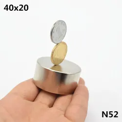 N52 - N35 - magnes neodymowy - okrągły - 40 x 20mm - 2 sztukiN52