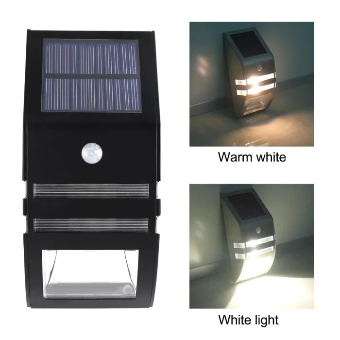 Solar LED Light - Outdoor - Motion Sensor - Stainless Steel - Black - WhiteOświetlenia słonecznego