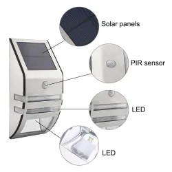 Solar LED Light - Outdoor - Motion Sensor - Stainless Steel - Black - WhiteSolar lighting