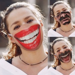 Zabawna maska z nadrukiem - osłonka ust przeciw zanieczyszczeniom - bawełnaMaski