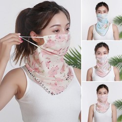 Chiffon scarf - face / neck / mouth cover with ear loops - anti-UV protectionScarves