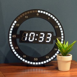 12 Inch - LED Ring Wall Clock - Automatic - Digital - ElectronicZegary