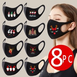 8 sztuk - ochronne maski na twarz / usta - do prania - świąteczny nadrukMaski na usta