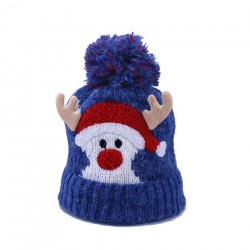 Ciepła zimowa czapka dziecięca z pomponem - Święty Mikołaj - Rogi ReniferaCzapki i kapelusze