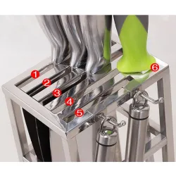 Knives holder stand - 6 holes - stainless steel kitchen storage rackKitchen knives