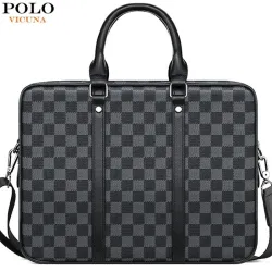 Classic business bag - plaid leather - briefcaseBags