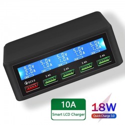 USB - 40W - 3.0 szybka ładowarka - wyświetlacz LED - 5-portowa stacja ładującaBaterie & ładowarki