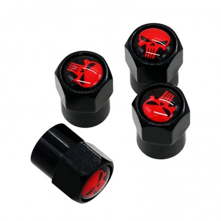 White/red skull - valve caps - 4 piecesWheel parts