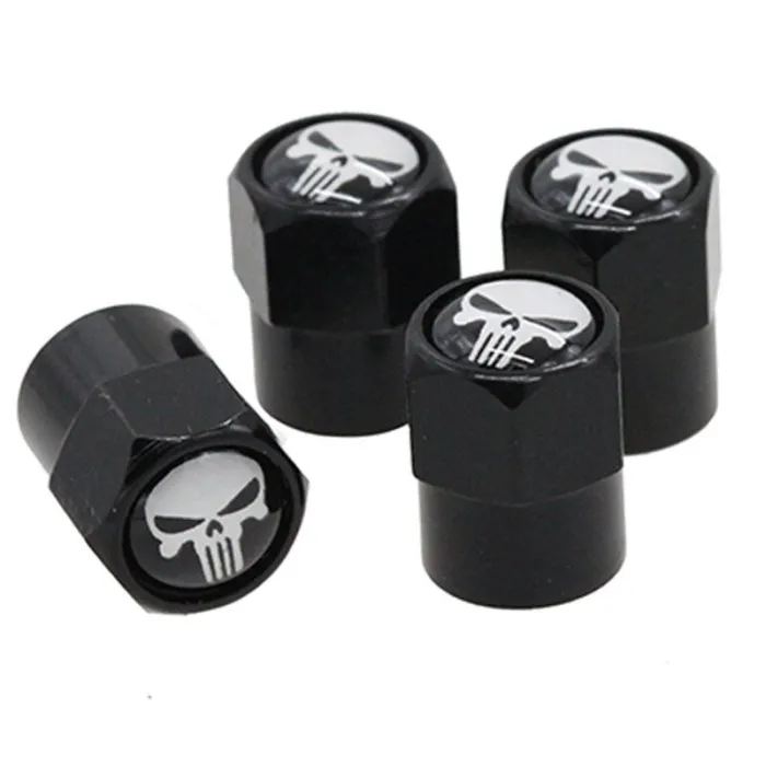 White/red skull - valve caps - 4 piecesWheel parts