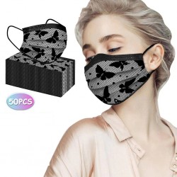 50 sztuk - jednorazowe antybakteryjne maski na twarz / usta - 3-warstwowe - wzór koronkiMaski na usta