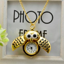 Vintage - Watch Owl - Pendant NecklaceNaszyjniki