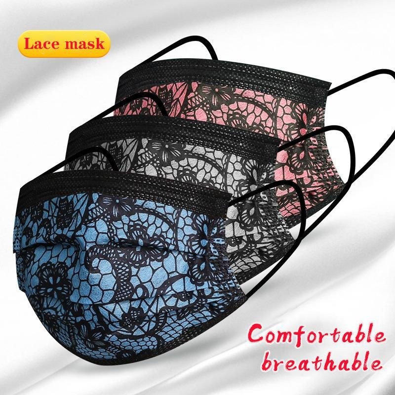 Mouth / face protective masks - disposable - 3-layer - lace design - 10 - 50 - 100 piecesMouth masks