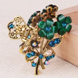 Elegancka spinka do włosów z kryształowymi kwiatamiSpinki Do Włosów