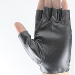 Leather gloves - half finger design - with rivets - unisexGloves