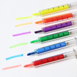 Długopisy w kształcie igły / strzykawki - pisaki - markery - 6 sztukOłówki & Długopisy