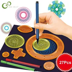 Rysunek spirografu - zazębiające się koła zębate - akcesoria do malowania / rysowania - zabawka edukacyjna - 22 sztukiEdukacja