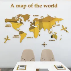 Mapa świata 3D - akrylowa naklejka ściennaNaklejki Ścienne