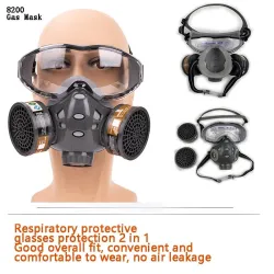 Full Face Gas Mask - Glasses - Safety - Anti-Dust - Filter RespiratorMaski na usta