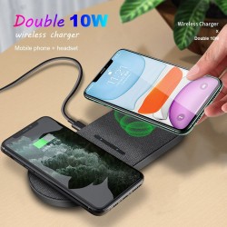 2 in 1 Qi Wireless Charger - Samsung S20 - S10 - Double Fast Charging PadŁadowarki